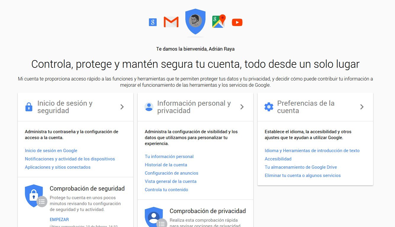 Google Cuenta,Configuración 1