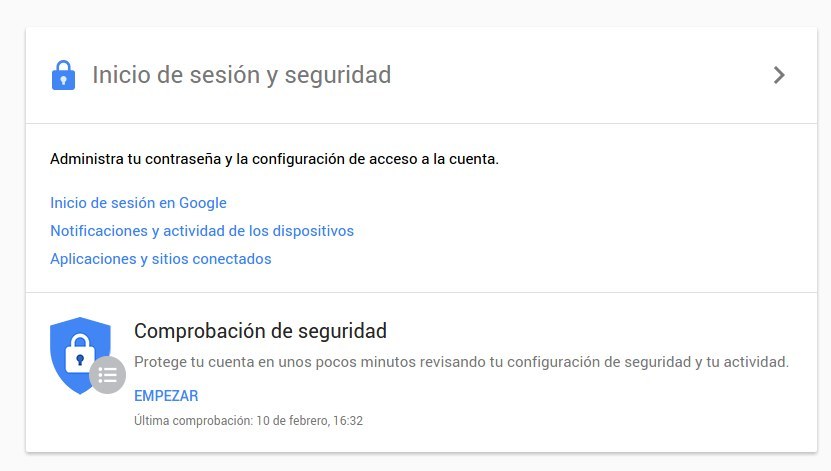 Google Configuración Cuenta 2